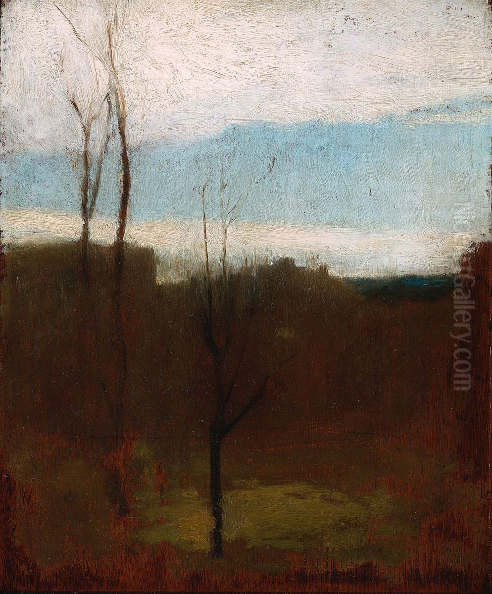 Landscape with Bare Trees and Coastline Oil Painting by John La Farge