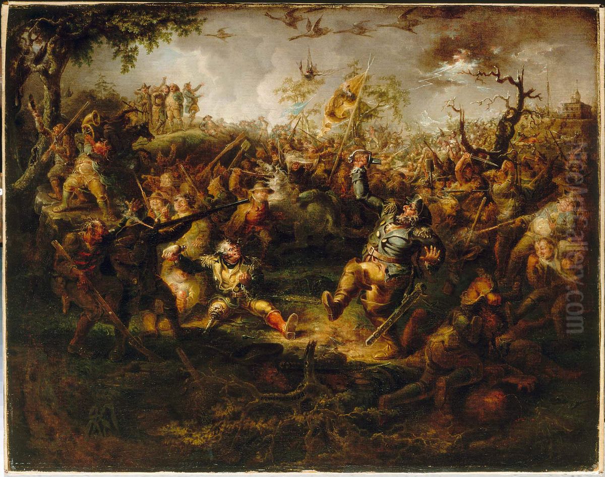 A Battle Scene from Knickerbocker's History of New York Oil Painting by John Quidor