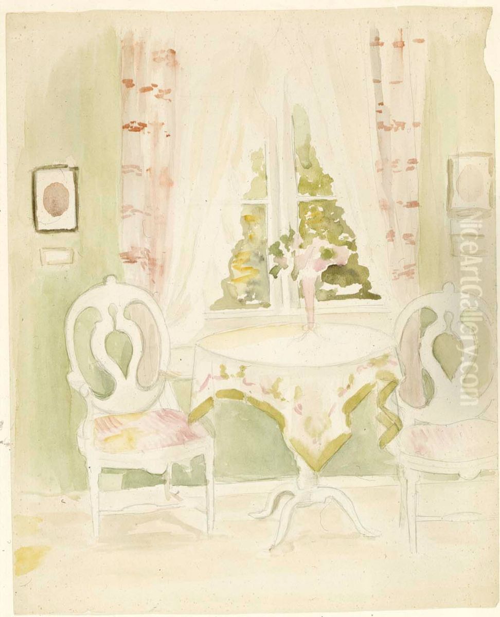 Interioori taiteilijan kotoa Oil Painting by Albert Edelfelt