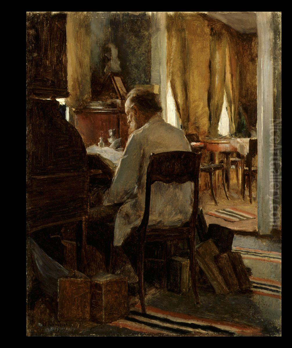 Carl Gustaf Swan at his Work Table Oil Painting by Eero Jarnefelt