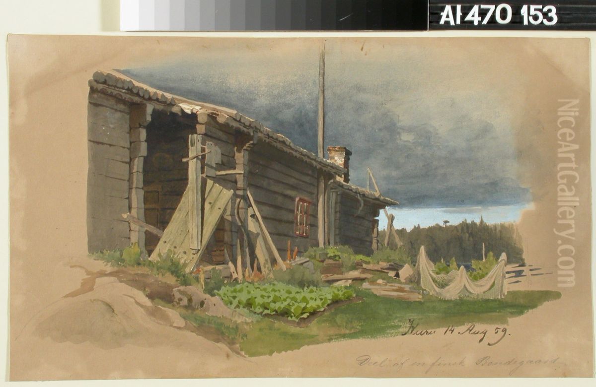 Talonpoikaistalo Oil Painting by Werner Holmberg