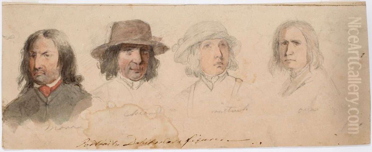 Taalalaismiesten muotokuvapaita Morasta, Leksandista, Rattvikista ja ? Oil Painting by Robert Wilhelm Ekman