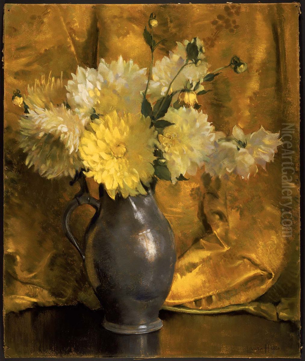 Yellow Dahlias Oil Painting by Laura Coombs Hills