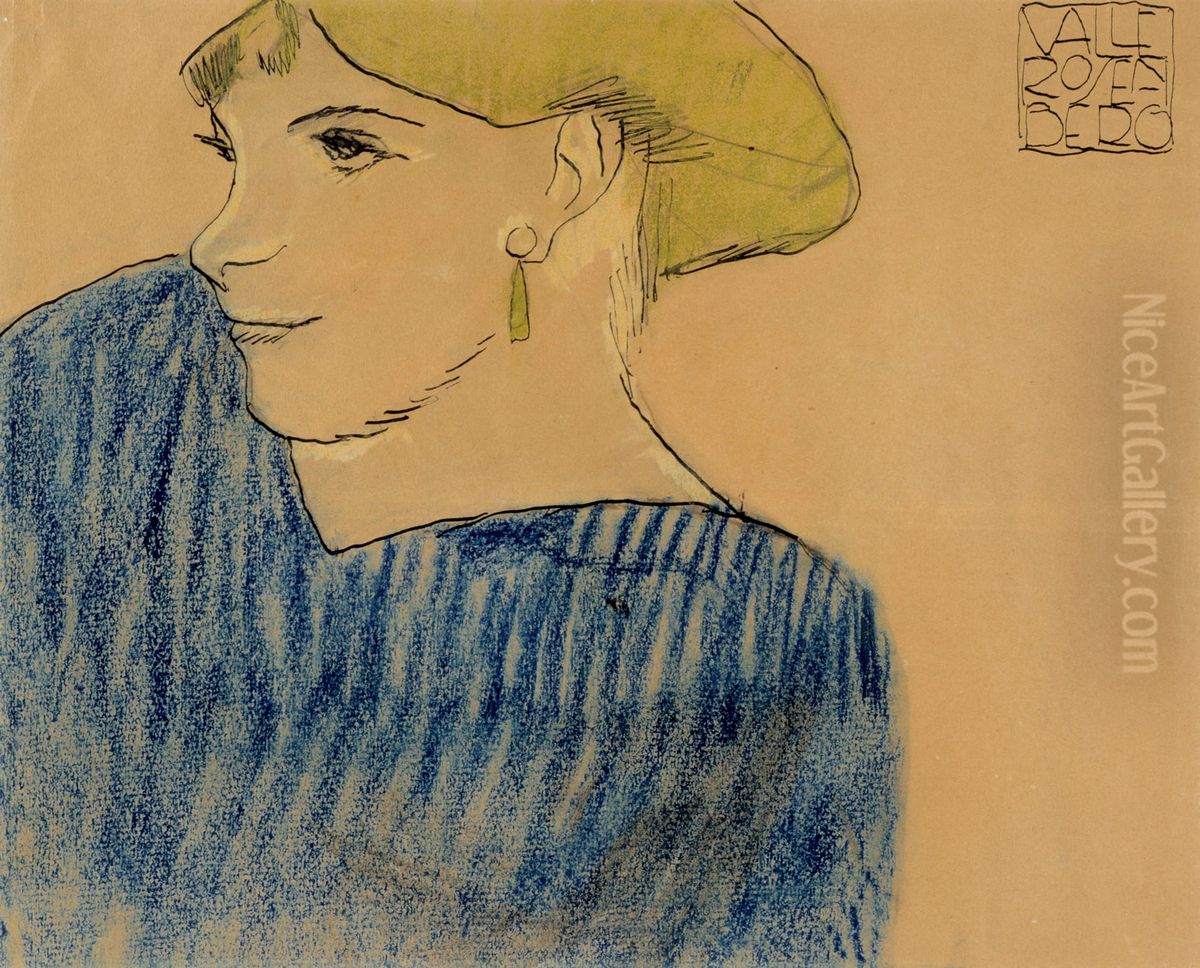 Girl with Green Hair Oil Painting by Valle Rosenberg