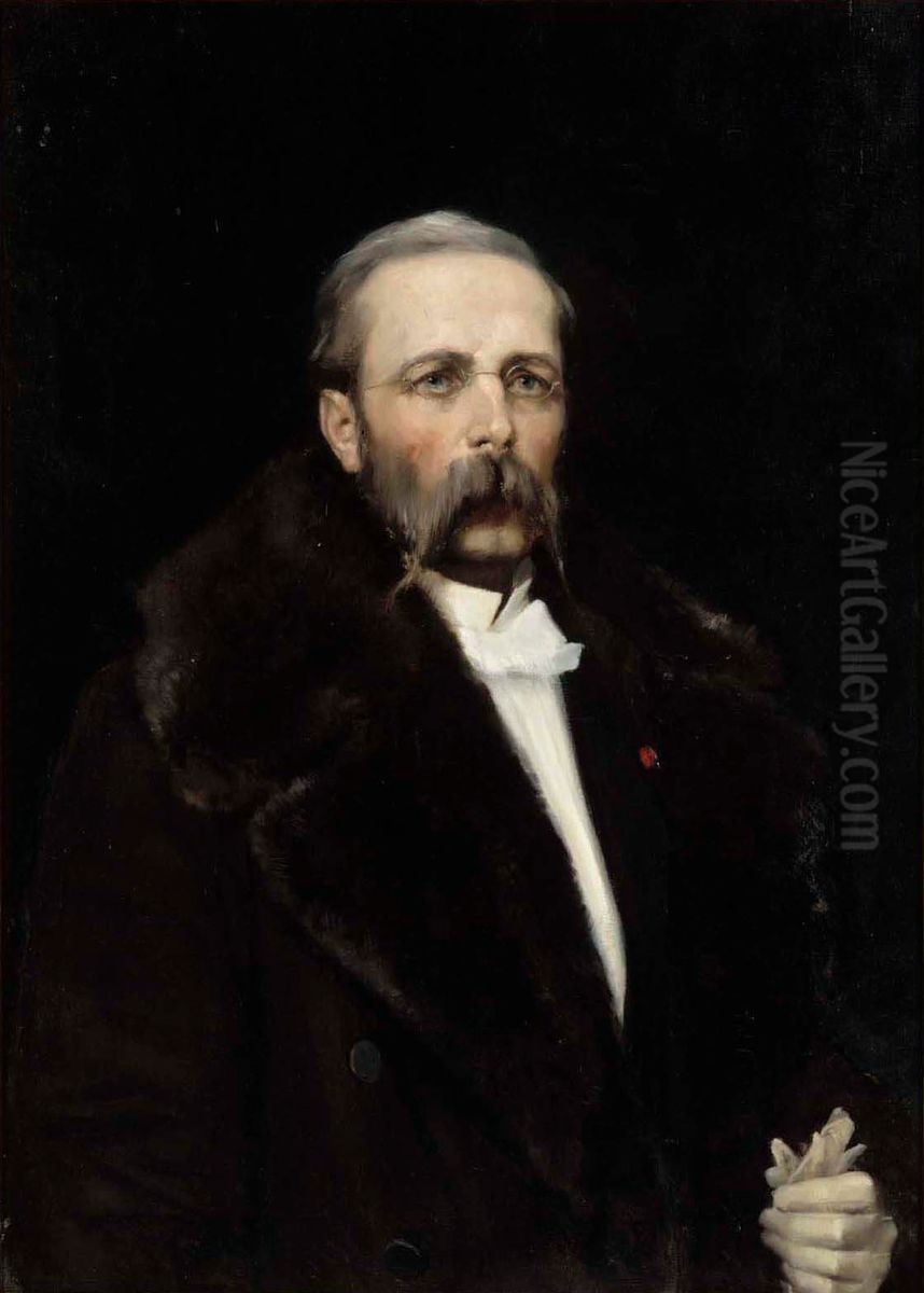 Portrait of the Artist's Father Chief Director Carl Albert Edelfelt Oil Painting by Albert Edelfelt