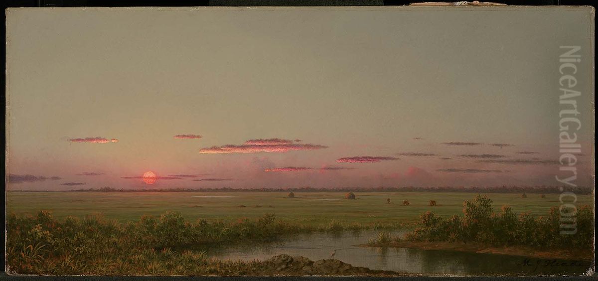 Sunset on Long Beach Oil Painting by Martin Johnson Heade