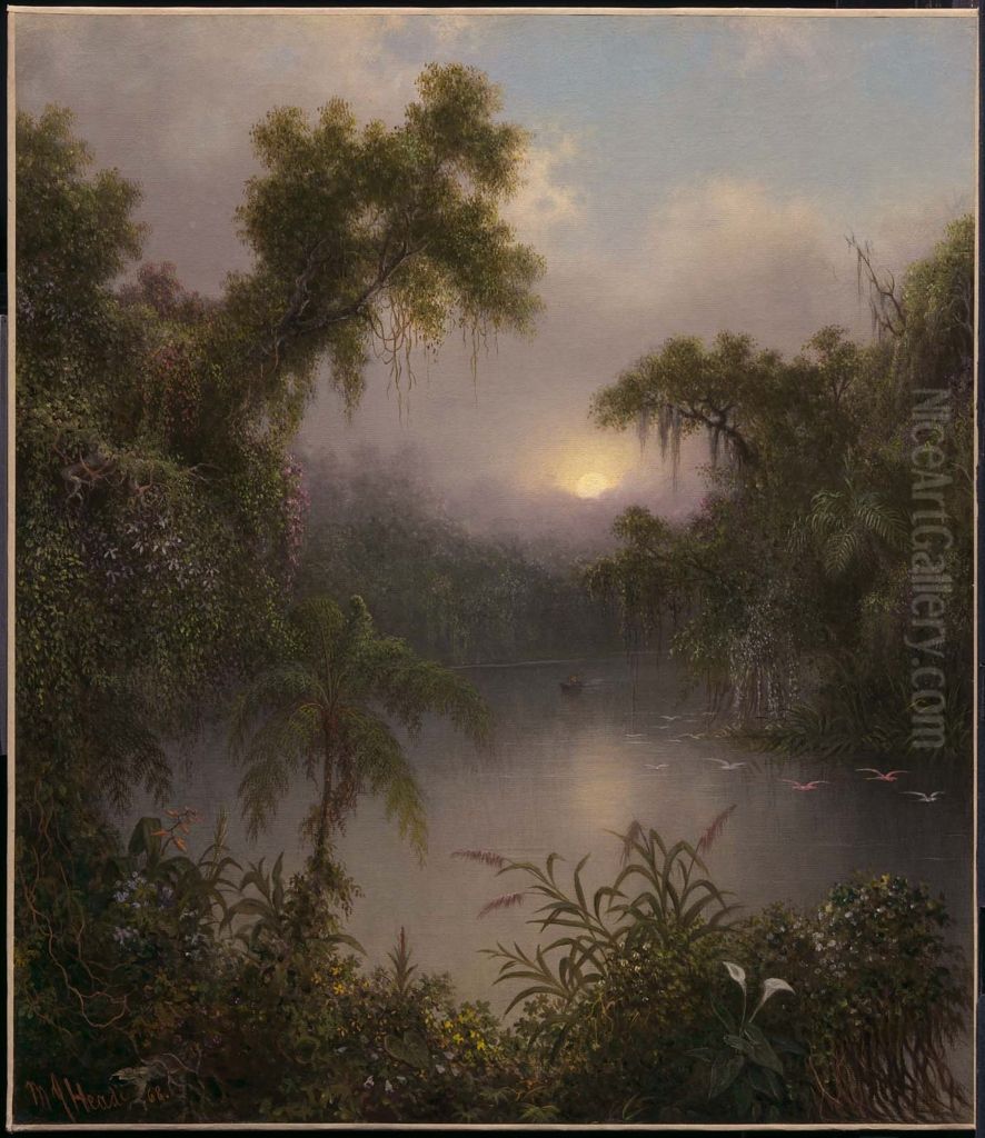 South American River Oil Painting by Martin Johnson Heade