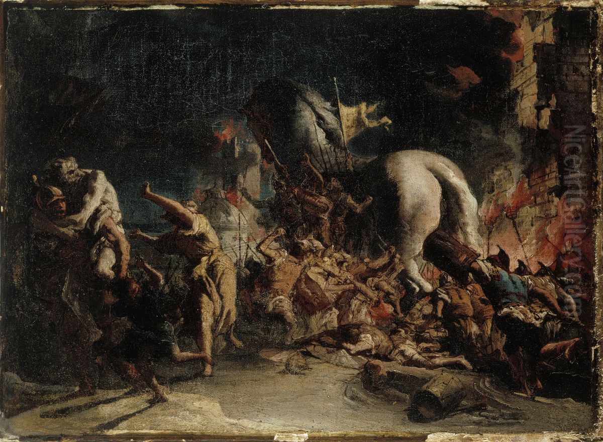 The Greeks Entering Troy Oil Painting by Giovanni Domenico Tiepolo