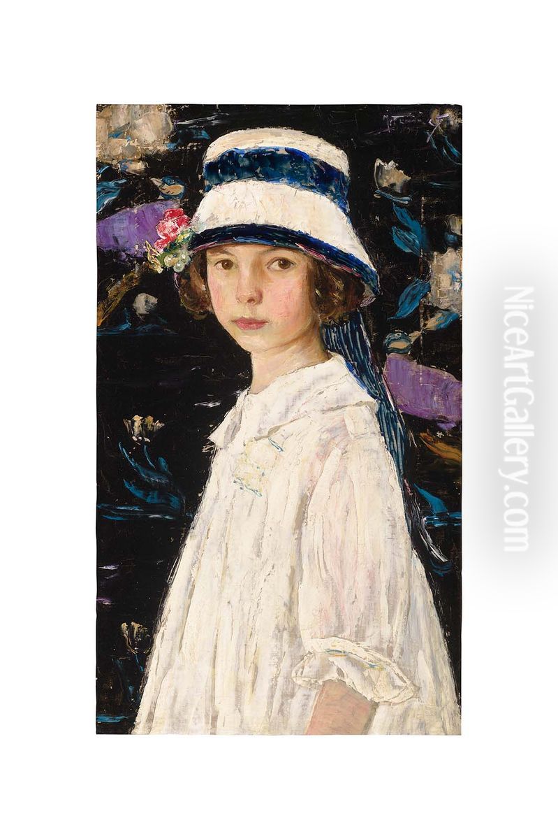The Little White Bonnet (Carol Westmorland) Oil Painting by Maurice Fromkes
