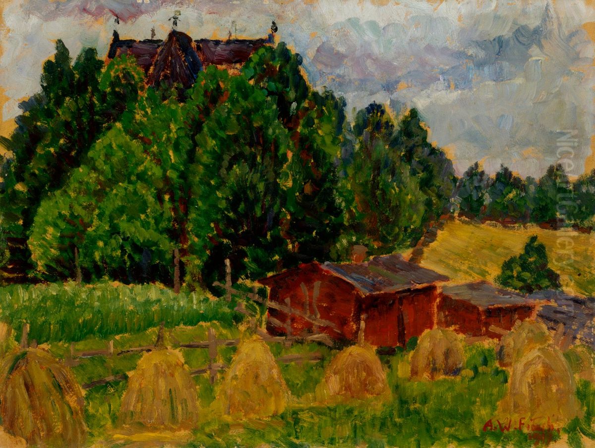 Landskap fran Padasjoki Oil Painting by Alfred William Finch