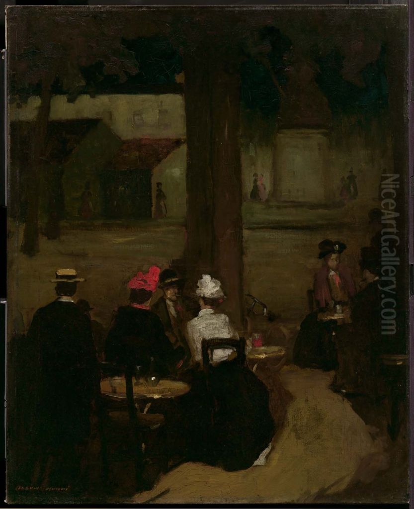 Sidewalk Cafe Oil Painting by Robert Henri
