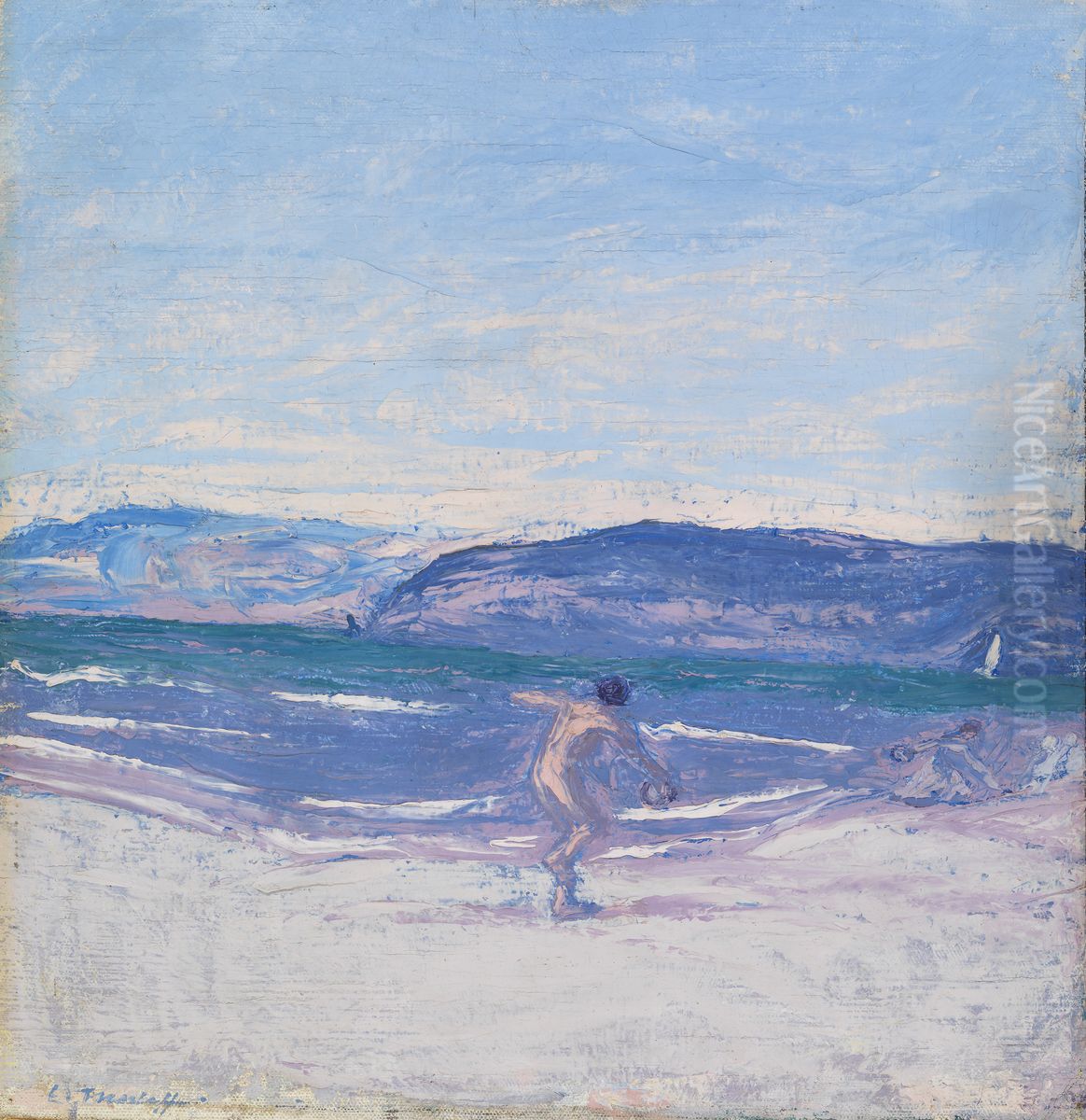 Bollspel (Forte dei Marmi) Oil Painting by Ellen Thesleff