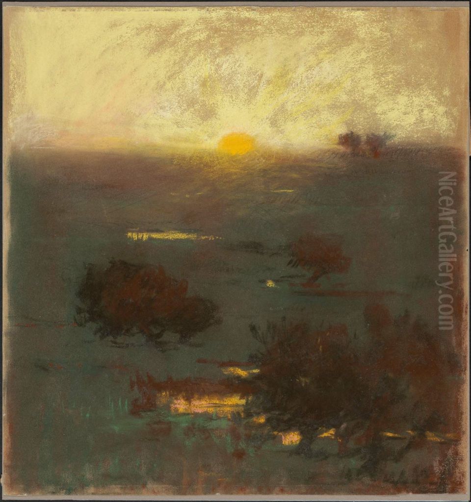 Sunset Oil Painting by Sarah W. Whitman