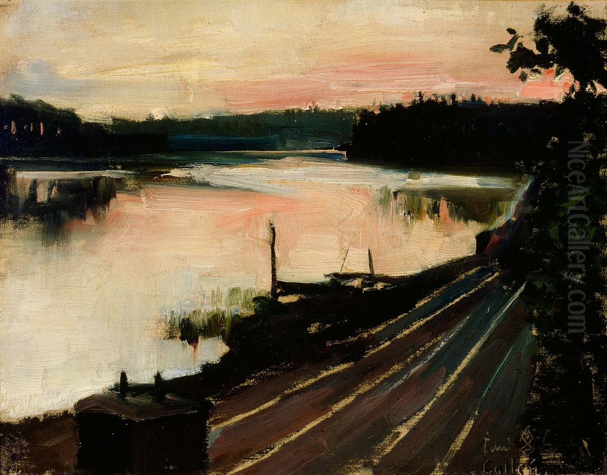 View from Elaintarha at Sunset Oil Painting by Akseli Valdemar Gallen-Kallela