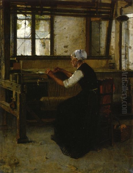 The Weaver Oil Painting by Walter Gay