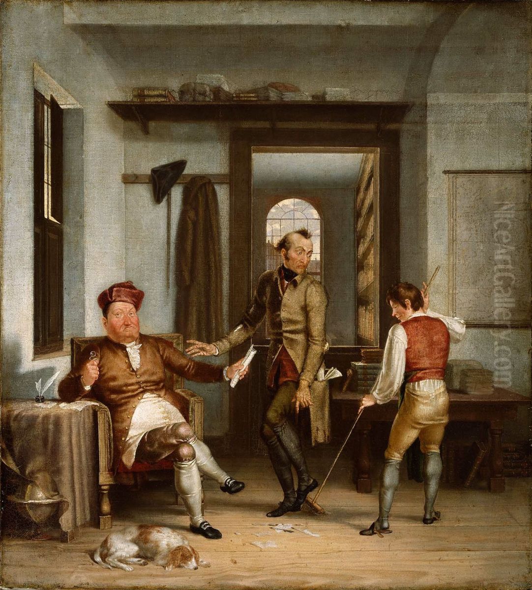 The Poor Author and the Rich Bookseller Oil Painting by Washington Allston