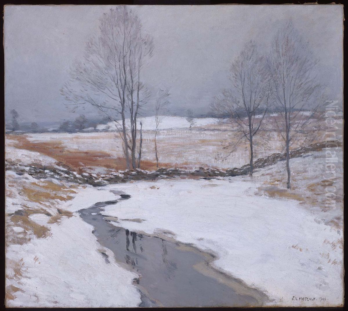 The First Snow Oil Painting by Willard Metcalf