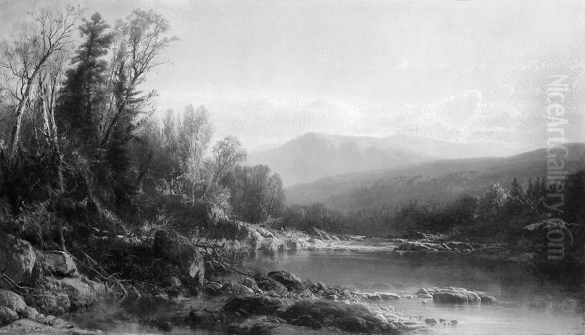 River in Autumn Oil Painting by William Hart