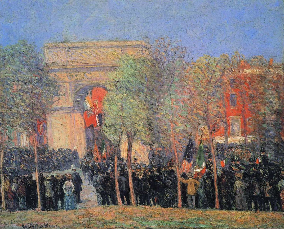 Italo-American Celebration, Washington Square Oil Painting by William James Glackens