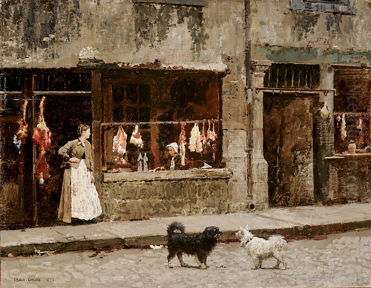 The Street in Paris Oil Painting by Marie-Francois Firmin-Girard
