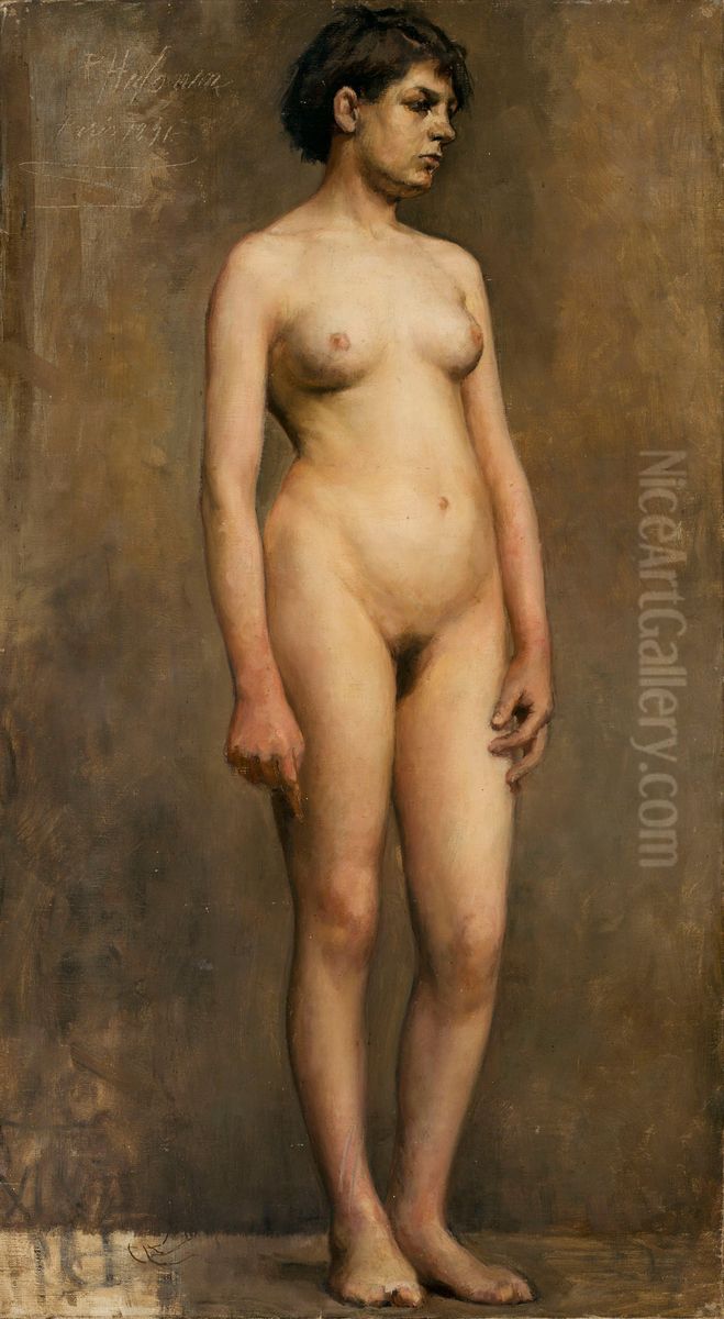 Nude female model Oil Painting by Pekka Halonen