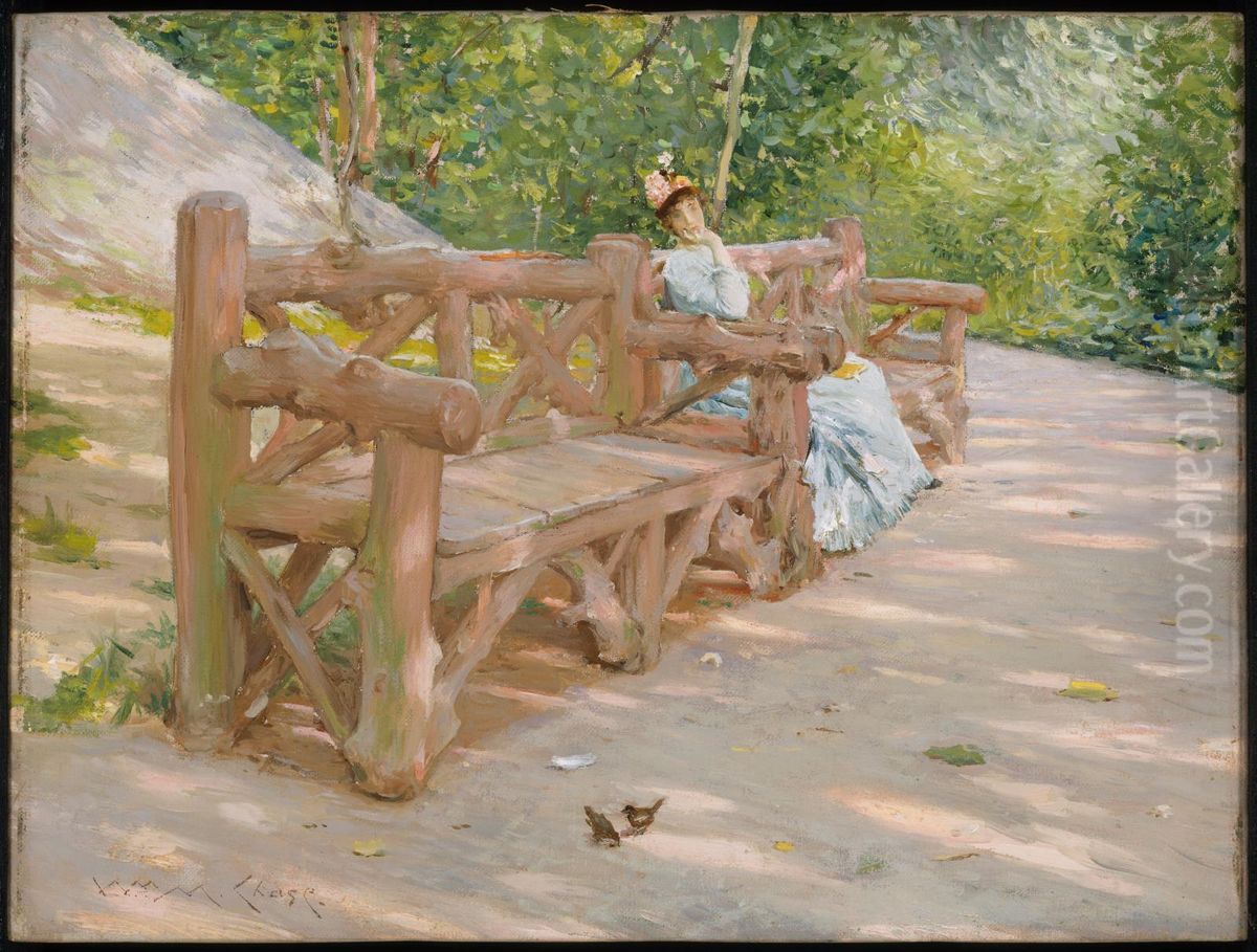 Park Bench Oil Painting by William Merritt Chase