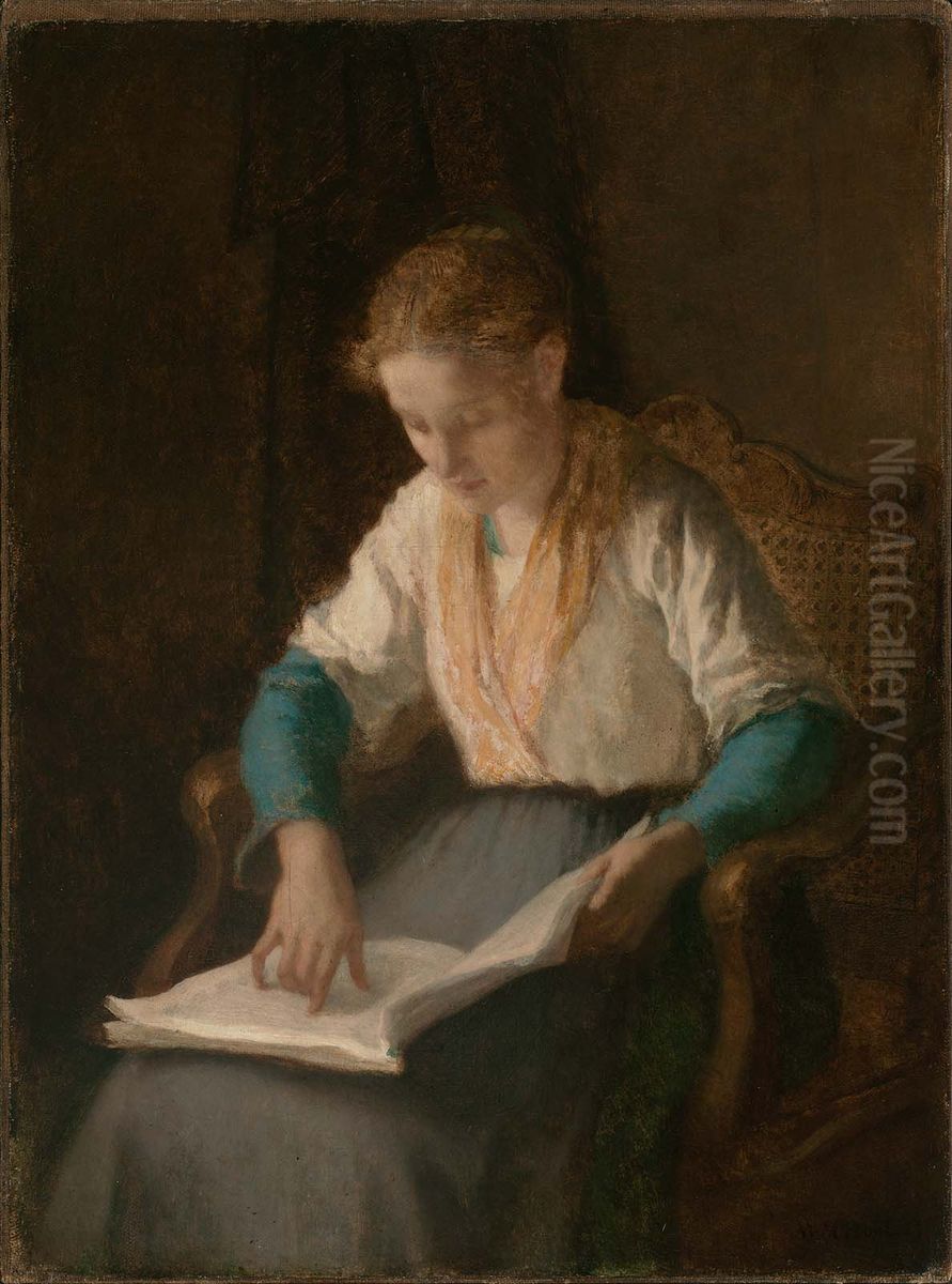 Girl Reading Oil Painting by William Morris Hunt