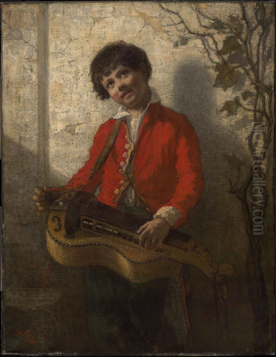 The Hurdy-Gurdy Boy Oil Painting by William Morris Hunt