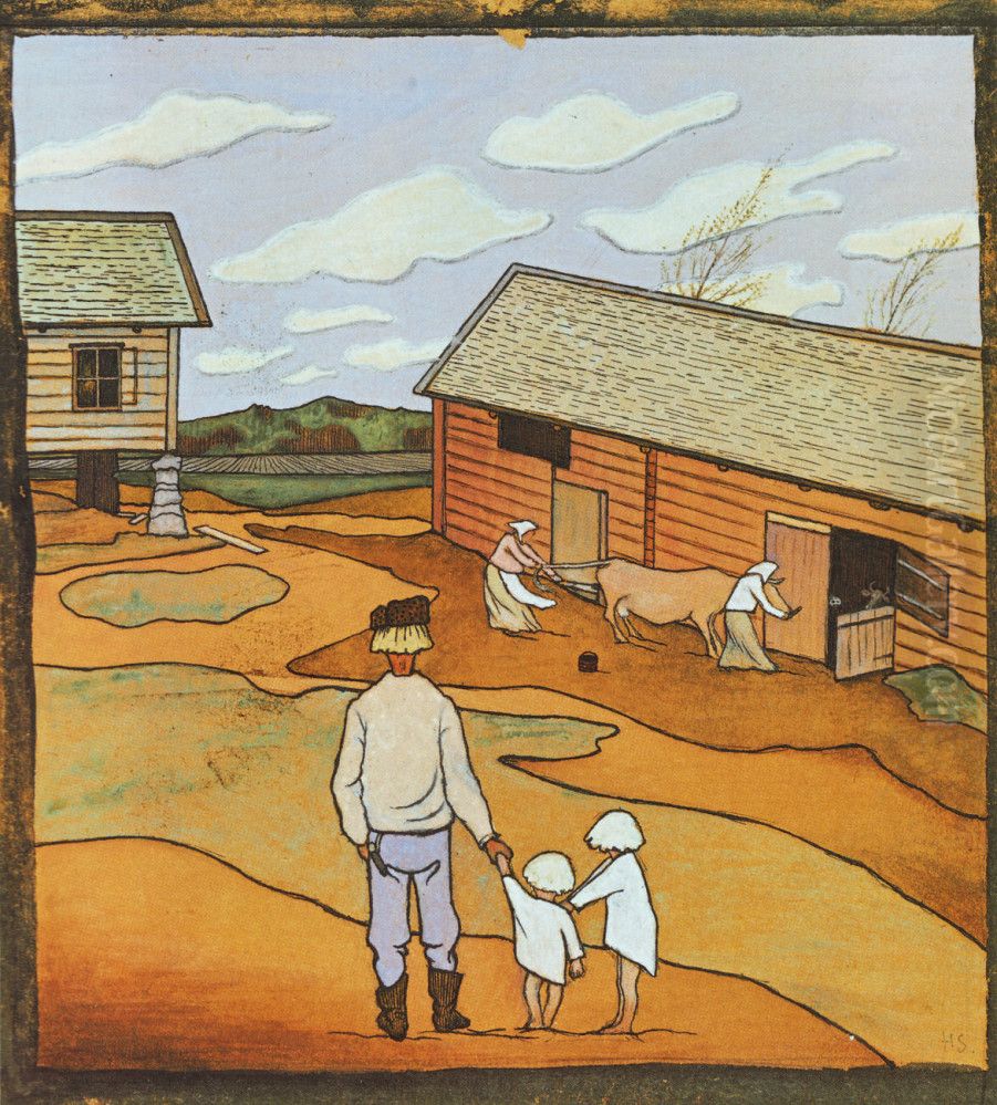 Varstamning Oil Painting by Hugo Simberg