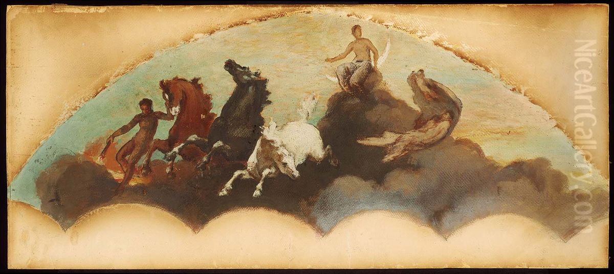 Sketch for the State Capitol at Albany (Flight of Night) Oil Painting by William Morris Hunt