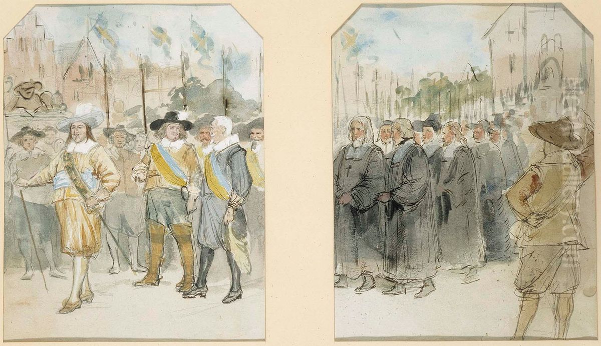 Inauguration of the Academy in Turku 1640, Alternative Entry for the Competition Oil Painting by Albert Edelfelt