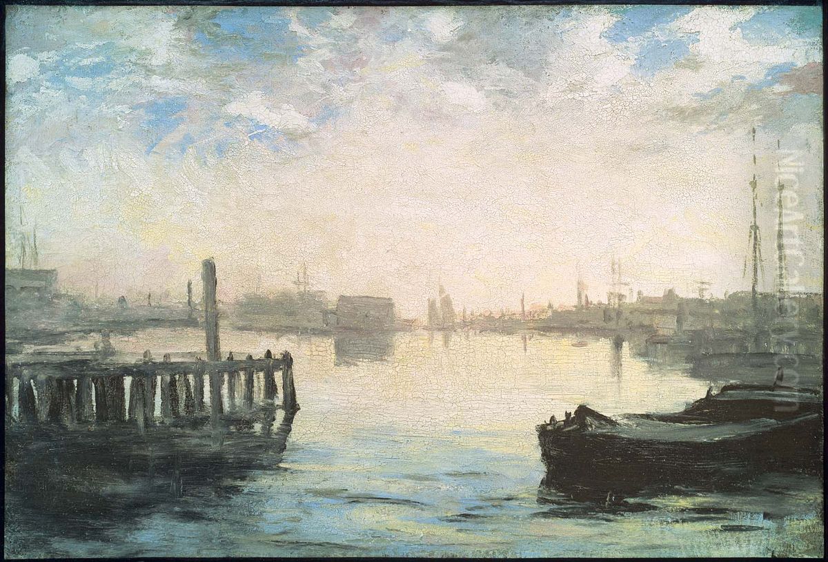 View of Gloucester Harbor Oil Painting by William Morris Hunt