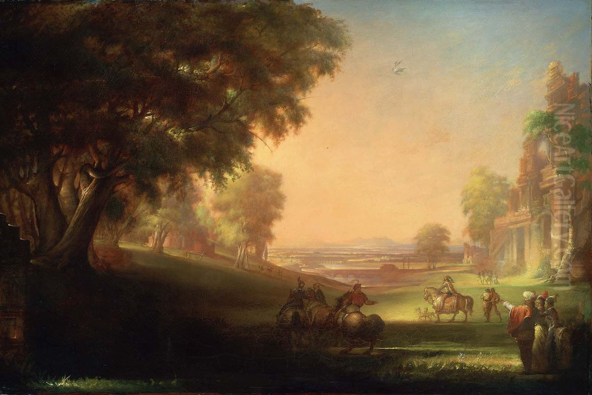 English Hunting Scene Oil Painting by William Rimmer
