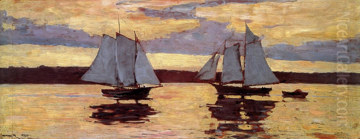 Gloucester Mackerel Fleet at Dawn / Prout's Neck, Mackerel Fleet at Dawn Oil Painting by Winslow Homer