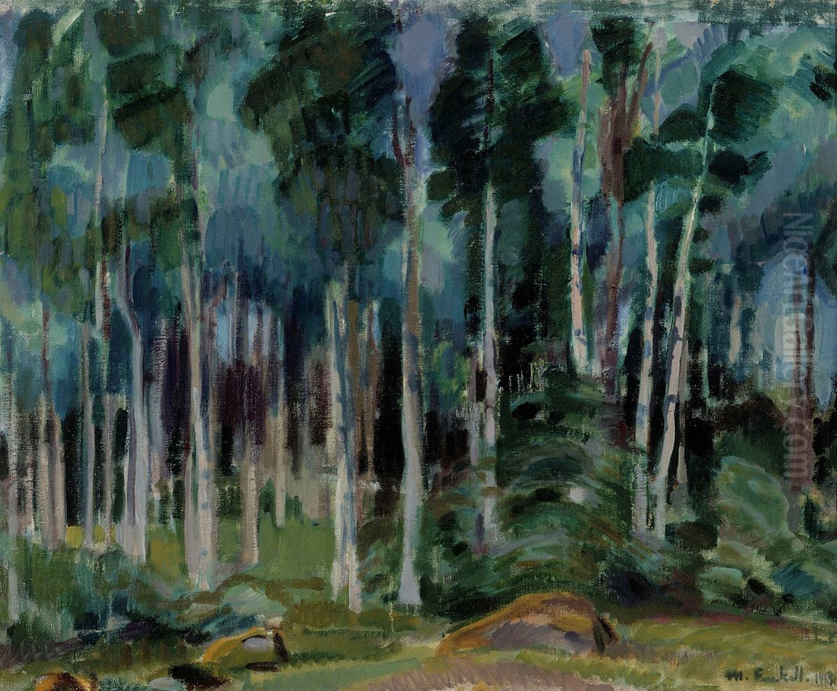 Birches in Vaaksy Oil Painting by Magnus Enckell