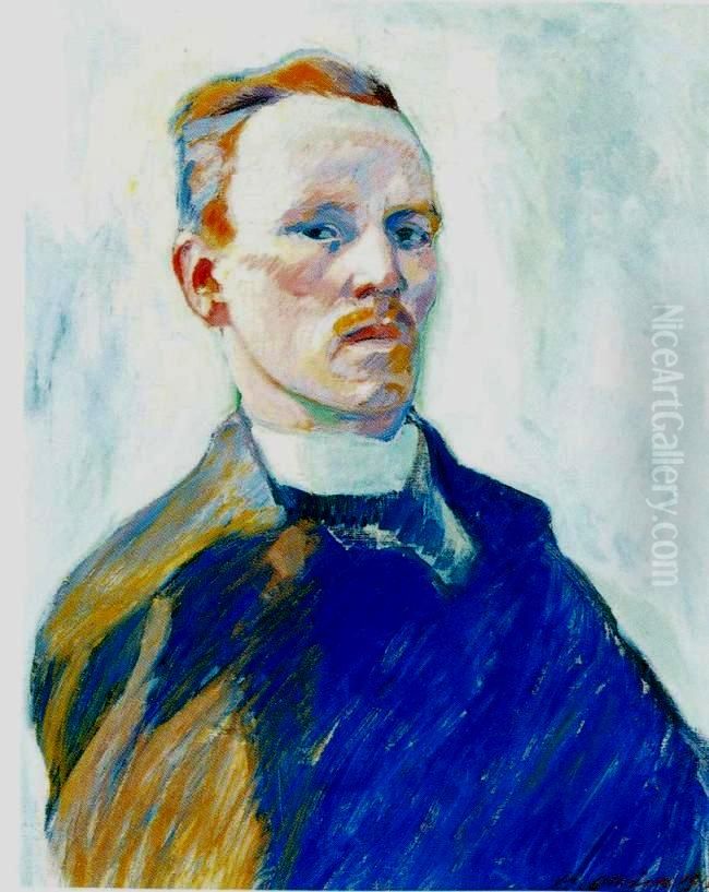 Self Portrait Oil Painting by Yrjo Ollila