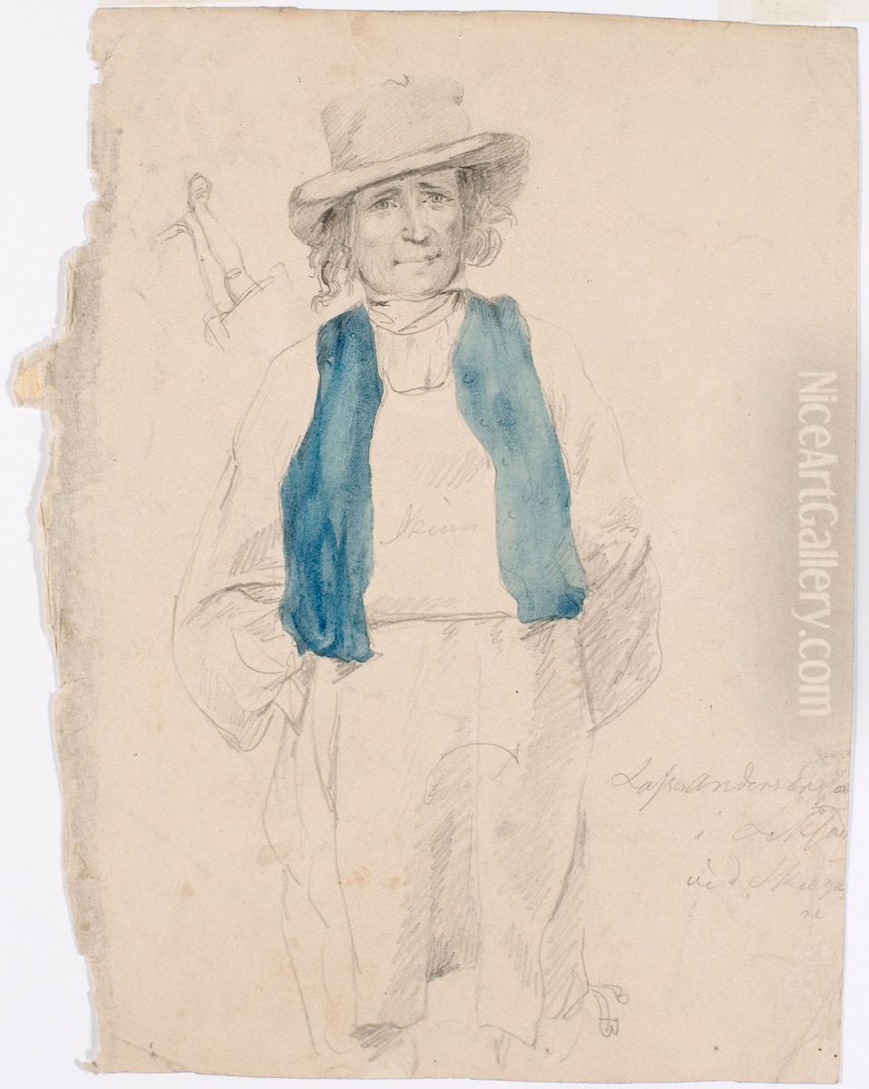 Kadet housuntaskussa seisova talonpoika Oil Painting by Robert Wilhelm Ekman