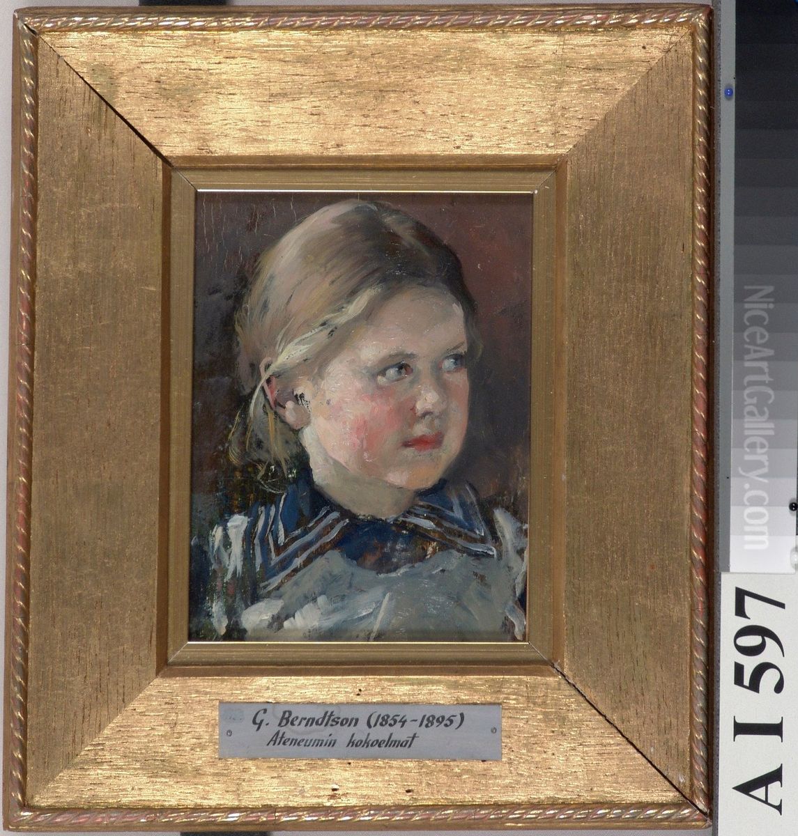 Head of a Girl, Study for the Family Portrait of Baron Magnus von Born Oil Painting by Gunnar Berndtson