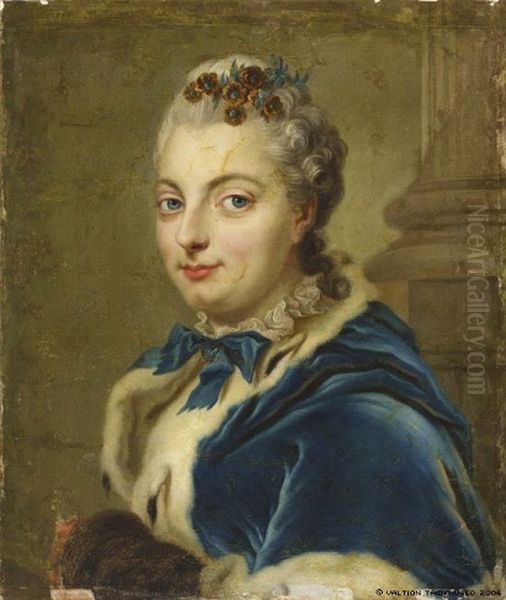 Portrait of Maria Charlotta Wrangel (1736-1815), nee Cedercreut, Swedish painter Oil Painting by Johan Joachim Streng