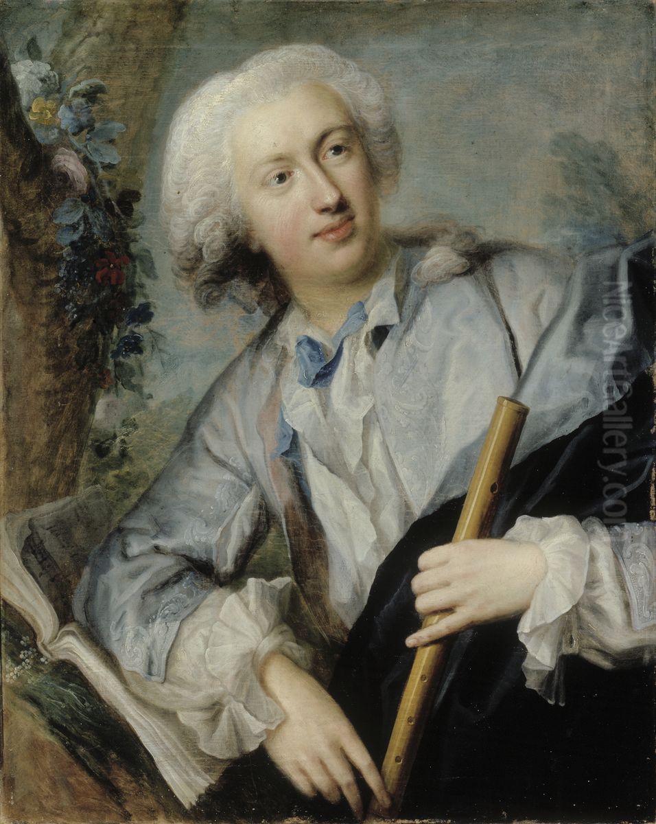 Huilunsoittaja Oil Painting by Lorens Pasch the Elder