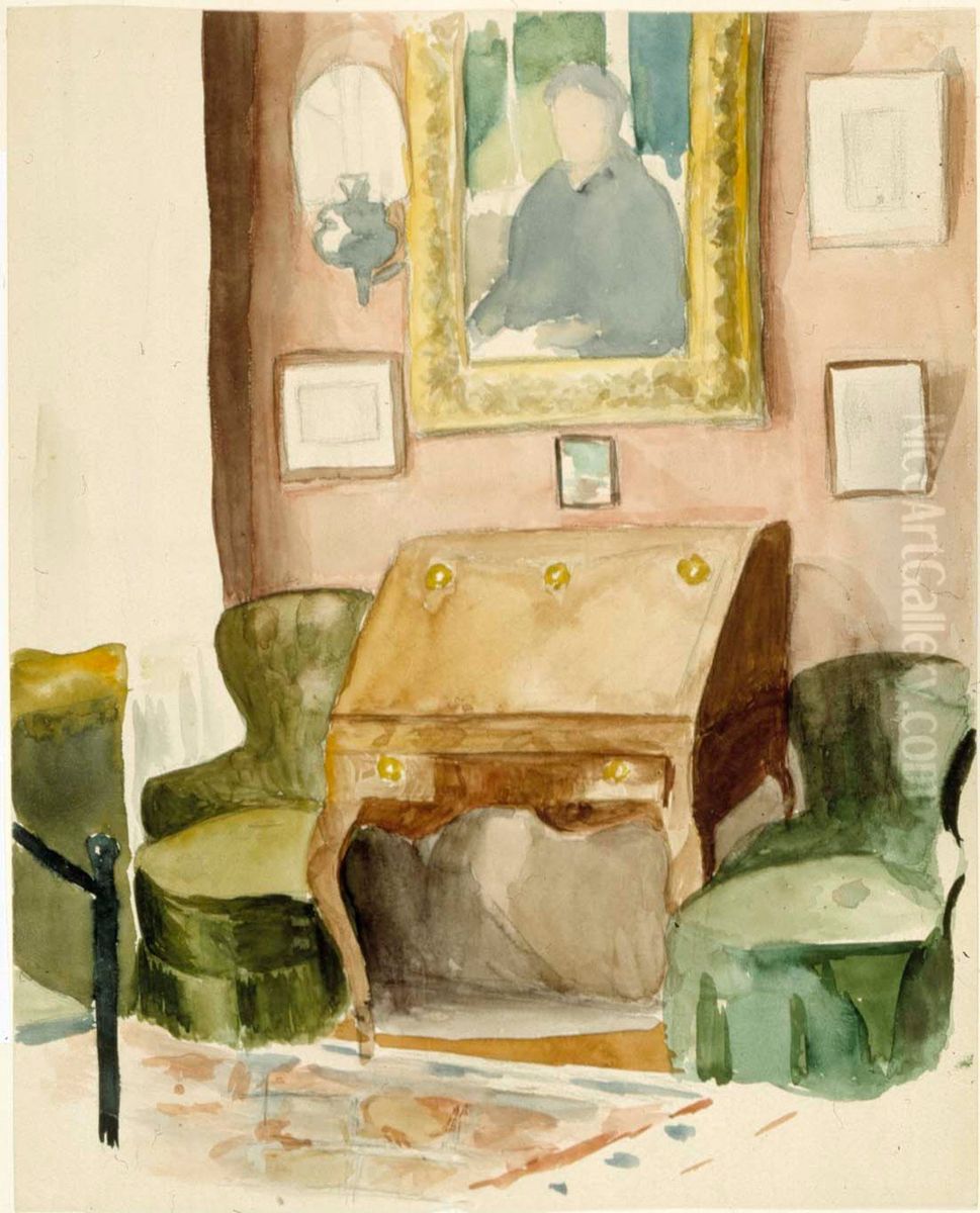 Interioori taiteilijan kotoa Oil Painting by Albert Edelfelt