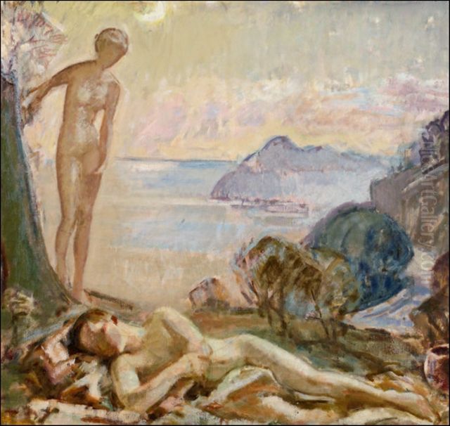 Diana och Endymion I Oil Painting by Magnus Enckell