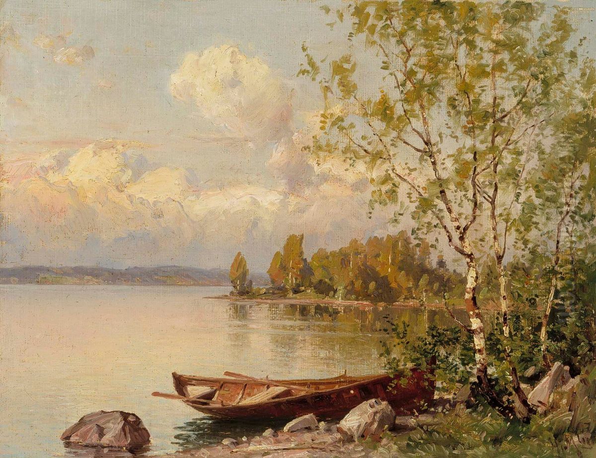 Still Summer Evening, a View from Hame Oil Painting by Hjalmar Munsterhjelm