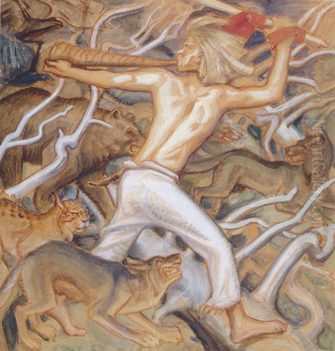 Kullervo herding his wild Flocks Oil Painting by Akseli Valdemar Gallen-Kallela