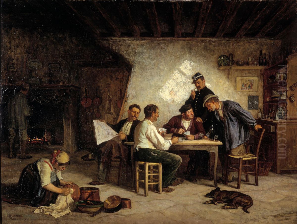 A Game of Piquet Oil Painting by Adolf von Becker