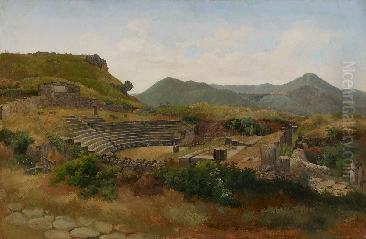 The Amphitheatre of Tusculum and Albano Mountains Oil Painting by Gustaf Wilhelm Palm