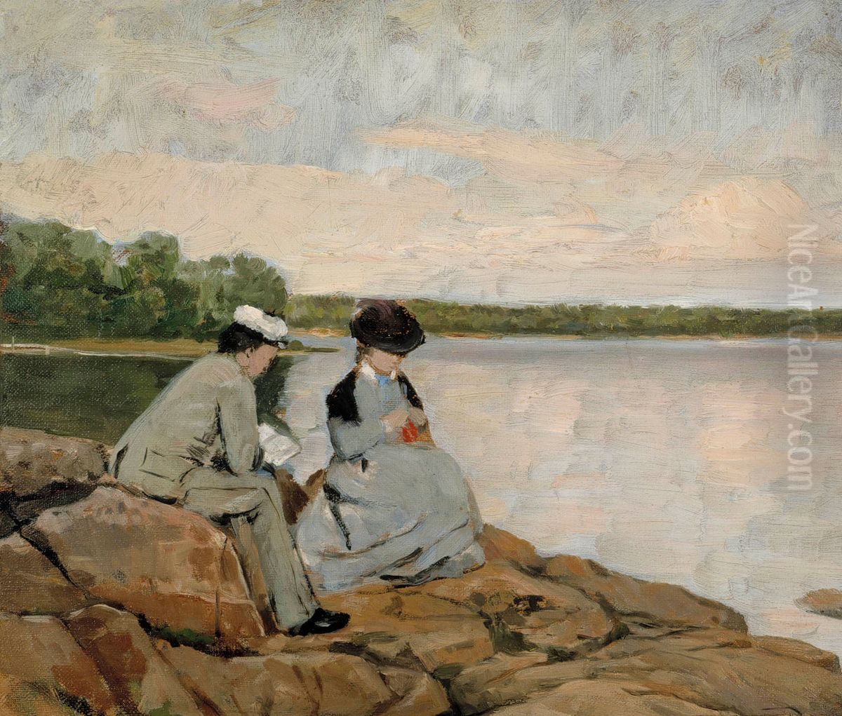 Kahden rannalla Oil Painting by Arvid Liljelund