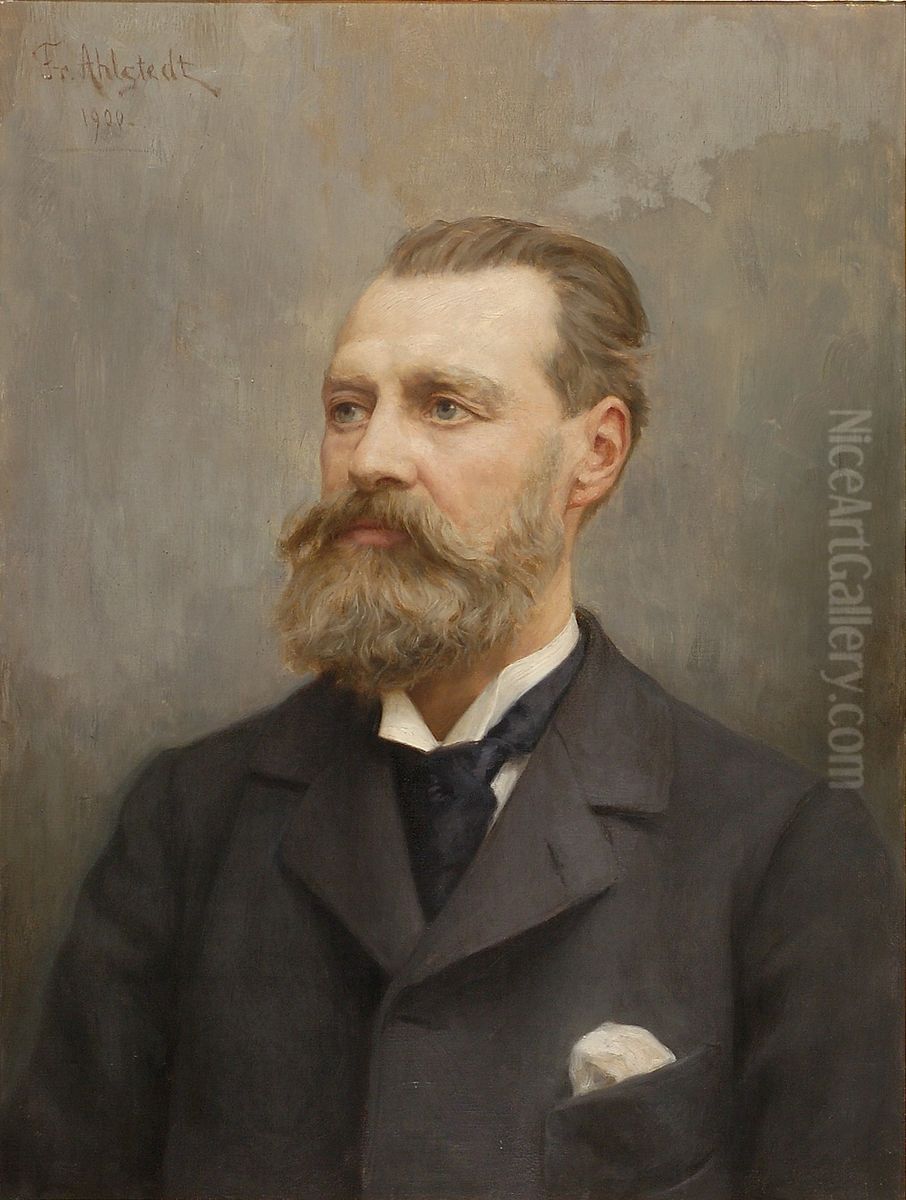 Portrait of Architect Theodor Decker Oil Painting by Fredrik Ahlstedt
