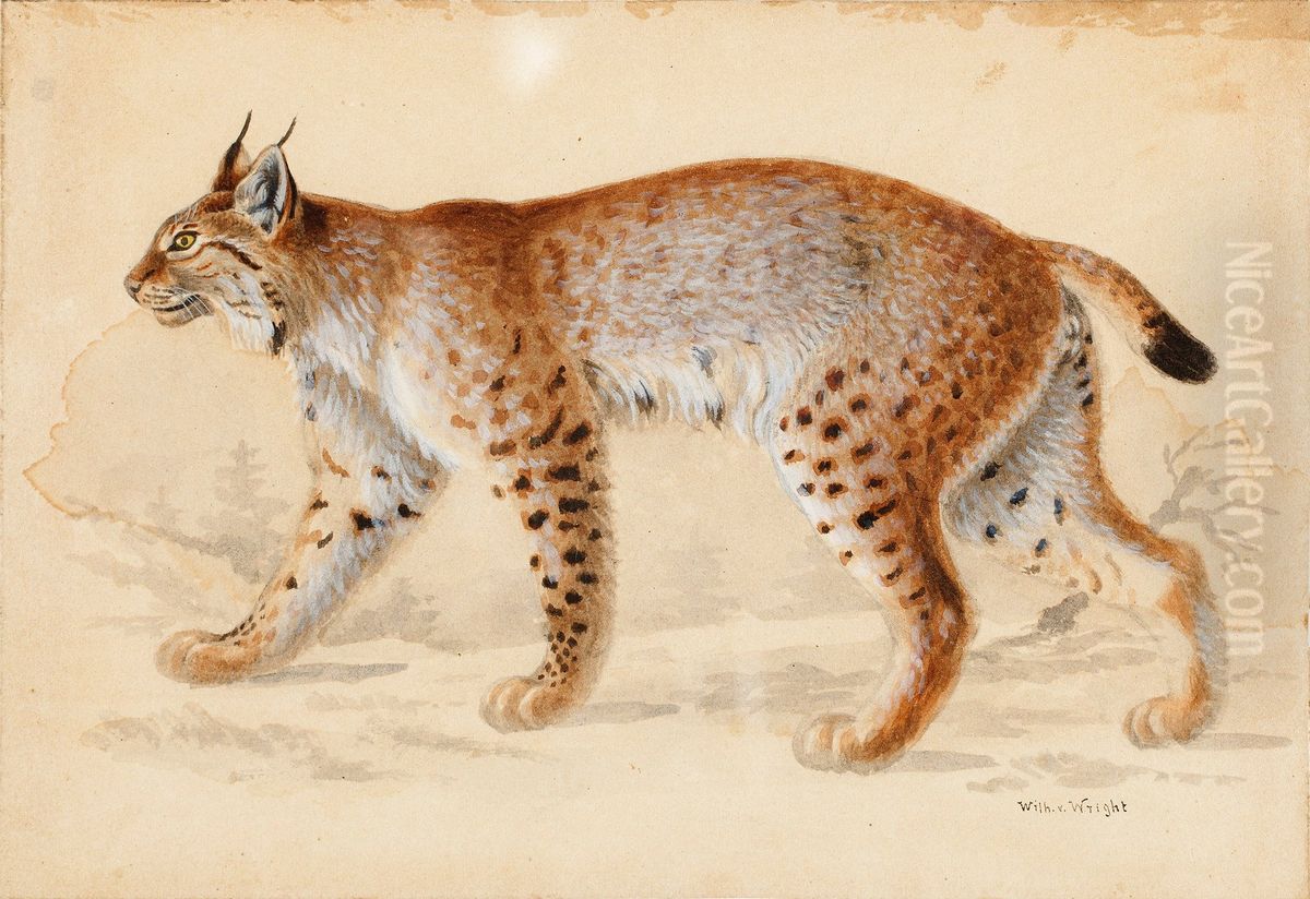 Lynx Oil Painting by Wilhelm Von Wright