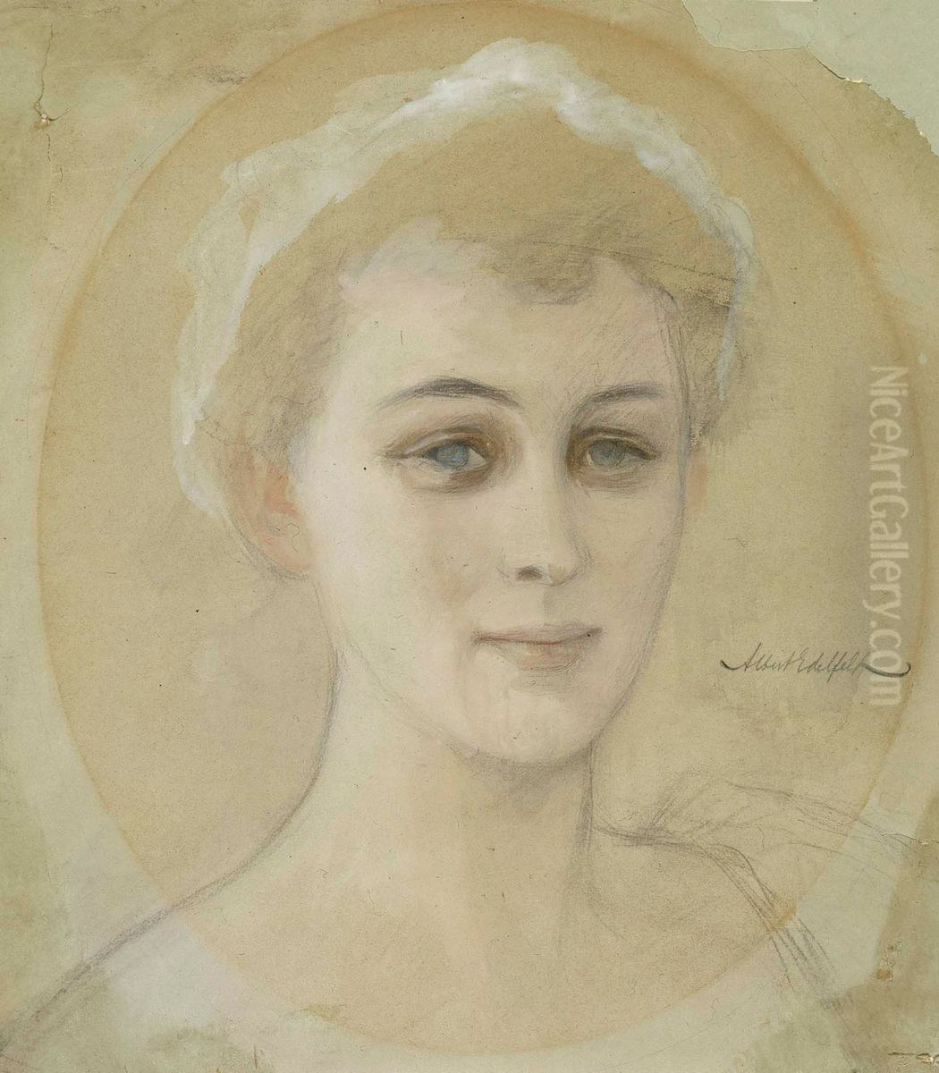 Portrait Study of Baroness Naomi (Emi) de la Chapelle Oil Painting by Albert Edelfelt